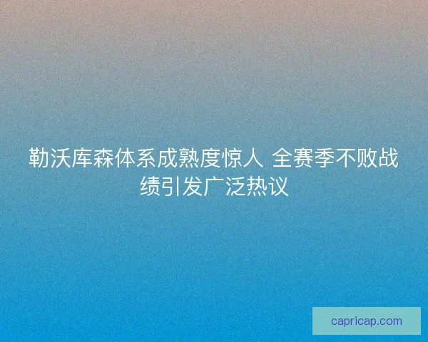 勒沃库森体系成熟度惊人 全赛季不败战绩引发广泛热议